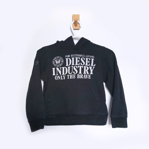Diesel Only the Brave Children Black Hoodie Sweater - Size 10 - Picture 1 of 10